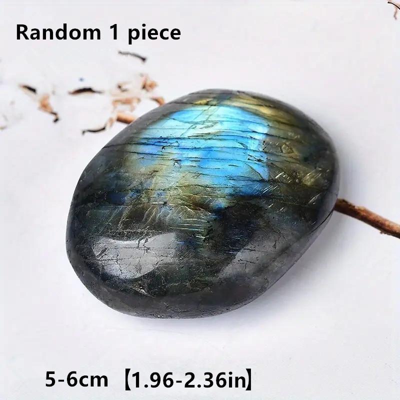 1pc Natural Purple Blue Pull Long Stone Polished Palm Stone Personality Playing Natural Stone Ornament Crystal Stone