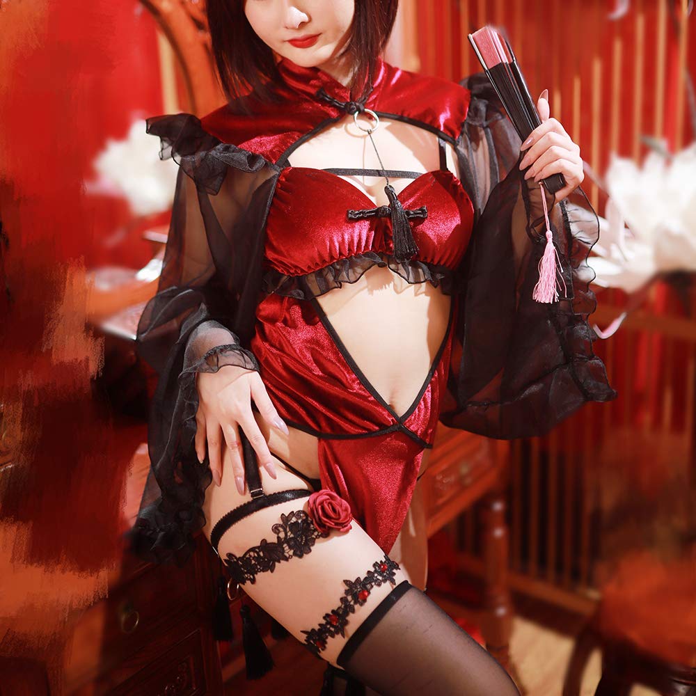 SHLYMP Chinese Chinese Extremely Open Maid Baby Lolita Mini Skirt Free Black Clothes, China, Dress, Sexy, Cosplay, Erotic, Naughty, Chest, Seduction,