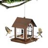 Metal Bird Feeder Outdoor Suspended Heavy-duty House Shape Feeding Station Large Capacity Weatherproof Outdoor Bird Feeders