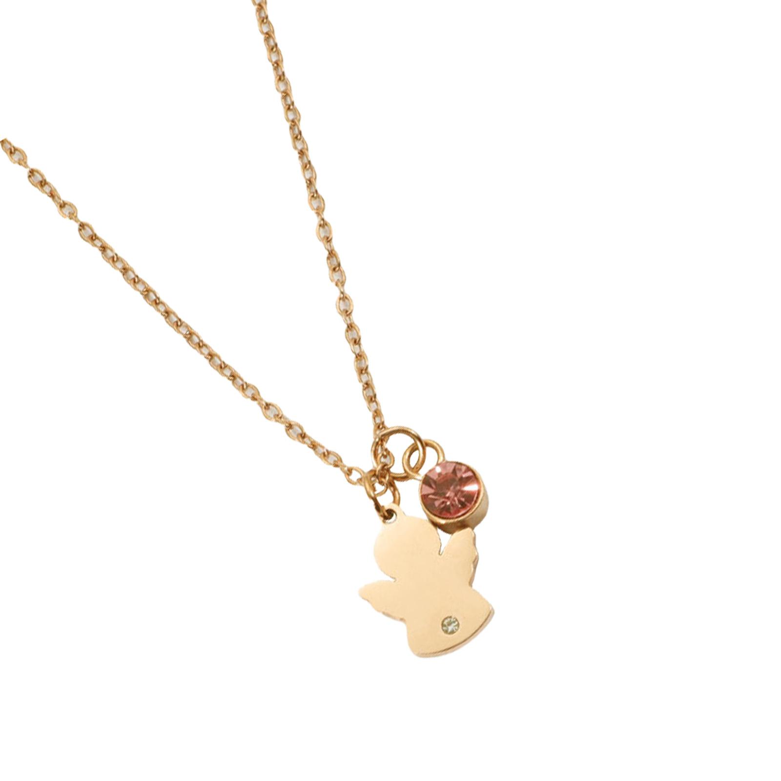 

Стильное ожерелье-подвеска «Ангел» с камнями-талисманами по месяцу рождения из нержавеющей стали, украшение для конфирмации, элегантное для повседневной носки, символичная цепочка золотой