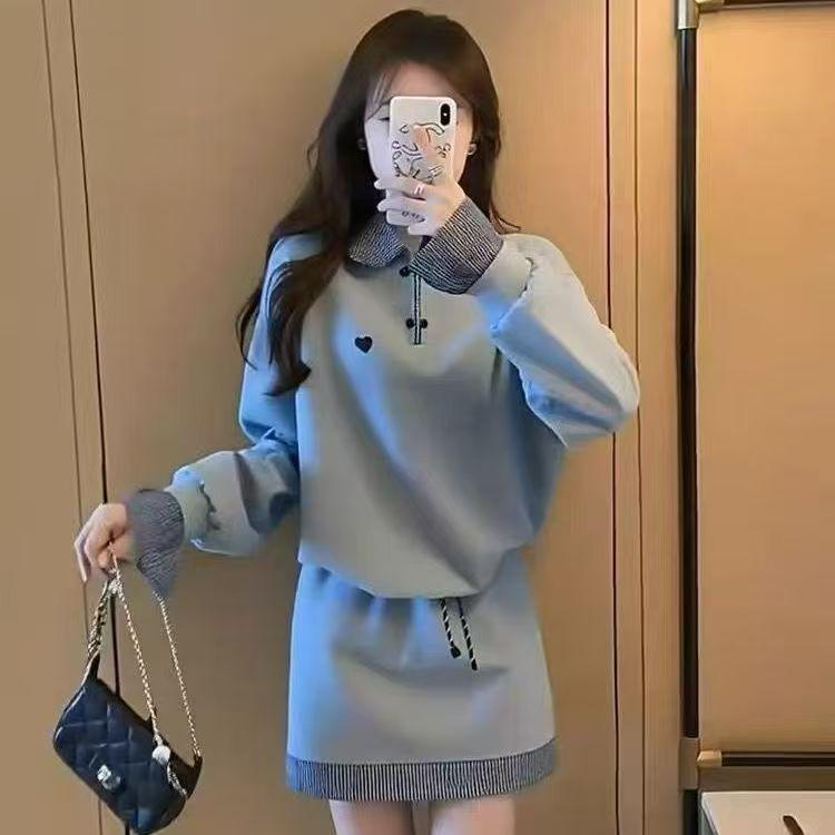 

Chic Gray 2026 Women s Autumn Suit: Stylish Top & Skirt Two-Piece Set XL (115-125 lbs)