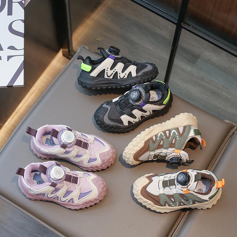 Girls' sneakers 20285 spring and autumn boys' shoes rotating buttons autumn new little girl light sports