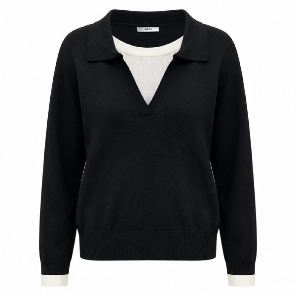 GGPX New York Color Lined Collar Neck Knit Gq9kp001f