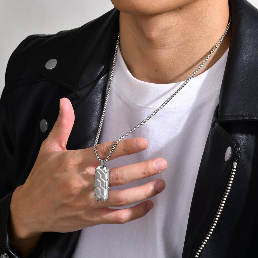 Vnox Piccoli Ciondoli Medagliette Militari Collane per Uomo Ragazzi, Acciaio Inossidabile Colore Nero Argento Medaglietta Militare con Catena a Scatola Regalo per Lui