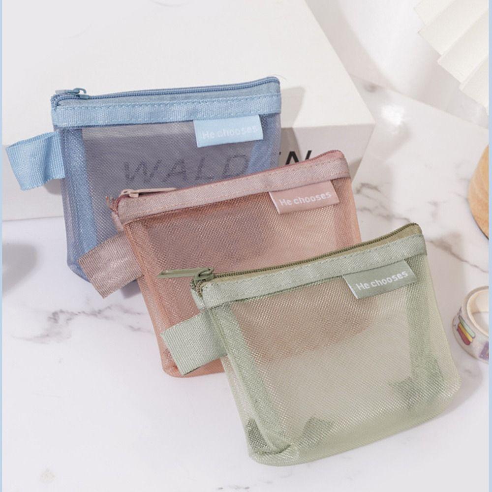 Lipstick Cosmetic Bag Clear Mesh Bag Change Storage Bag Fresh Color Card Bag  Outdoor