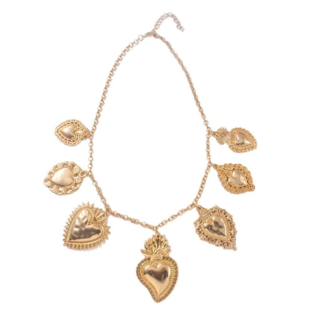 

Exaggerated Charm Necklace Vintage Heart Pendant Necklace Women Neck Jewelry Fashion Accessory золотой