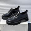 Leather Shoes Men's Casual Business British Platform Shoes Men's Black Wedding Groom Heightening Low-top Martin Boots 2024