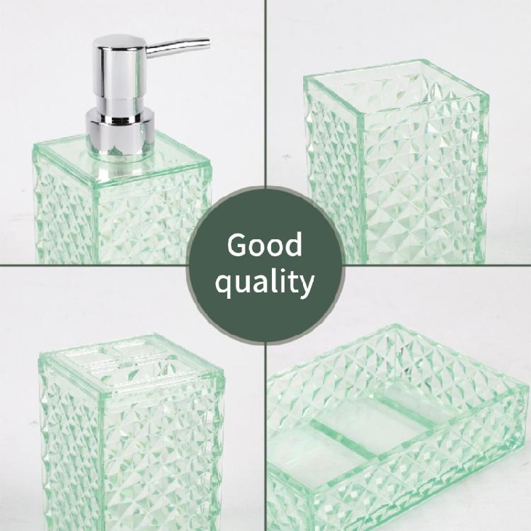 Pack of 4 Modern Diamonds Grids Bathroom Organizers Set Plastic Containers for Countertop Bathtubs Storage Easy to Wipe