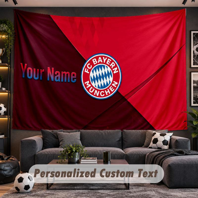 Wall Hanging Tapestry Custom NameBayern Munich Pattern Personalized Printed Fabric Wall Decor