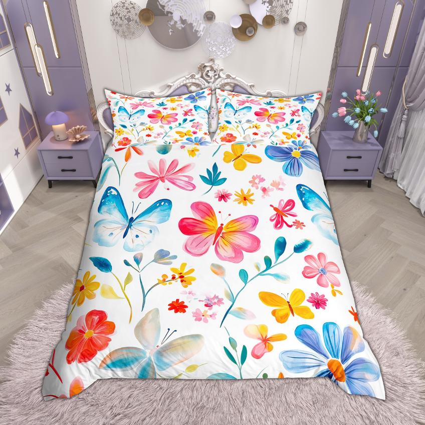 Comforter Homewish Chic Butterfly For Girls Flower Floral Bedding Set Animal Wildlife Set