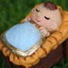 Resin Nativity Manger Ornament Miniature LED Lights Manger Group Hand Painted Cartoon Nativity Figurine Christmas Decoration