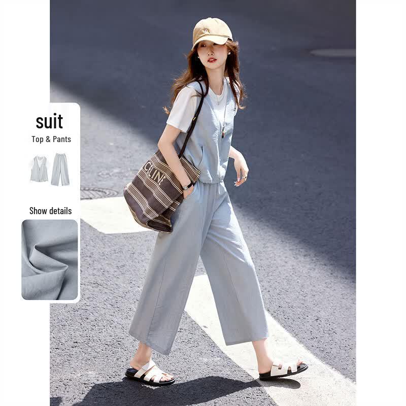 Women s Summer Two-Piece Set L синий