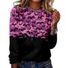 Women's Halloween 3D Printed Pumpkin Face Bat Long Sleeve Shirt Autumn Loose Casual Polyester Round Neck Fashion Casual Top