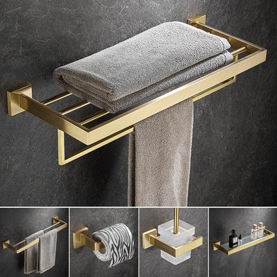 Bathroom Accessories Set Brushed Gold Bathroom Shelf,Towel Rack,Towel Hanger Paper holder,Toilet Brush Holder Bath Hardware Set