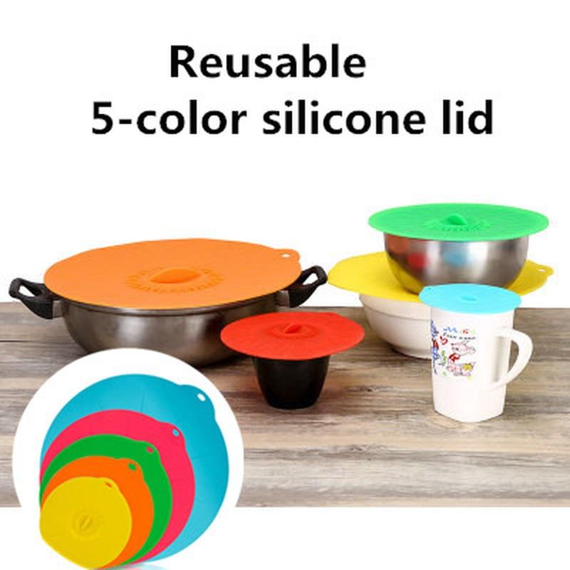 Buy Reusable 5-color Silicone Lid Microwave Oven Bowl Lid Cooking Pot ...