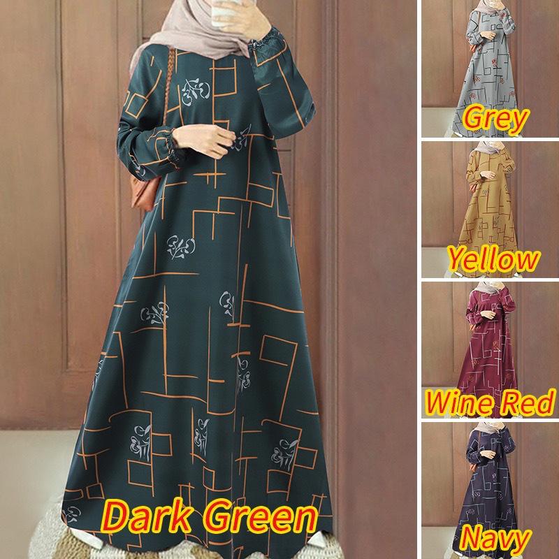 New Arrival Middle East Muslim Casual Pullover Long Sleeve Loose Round Neck Dress