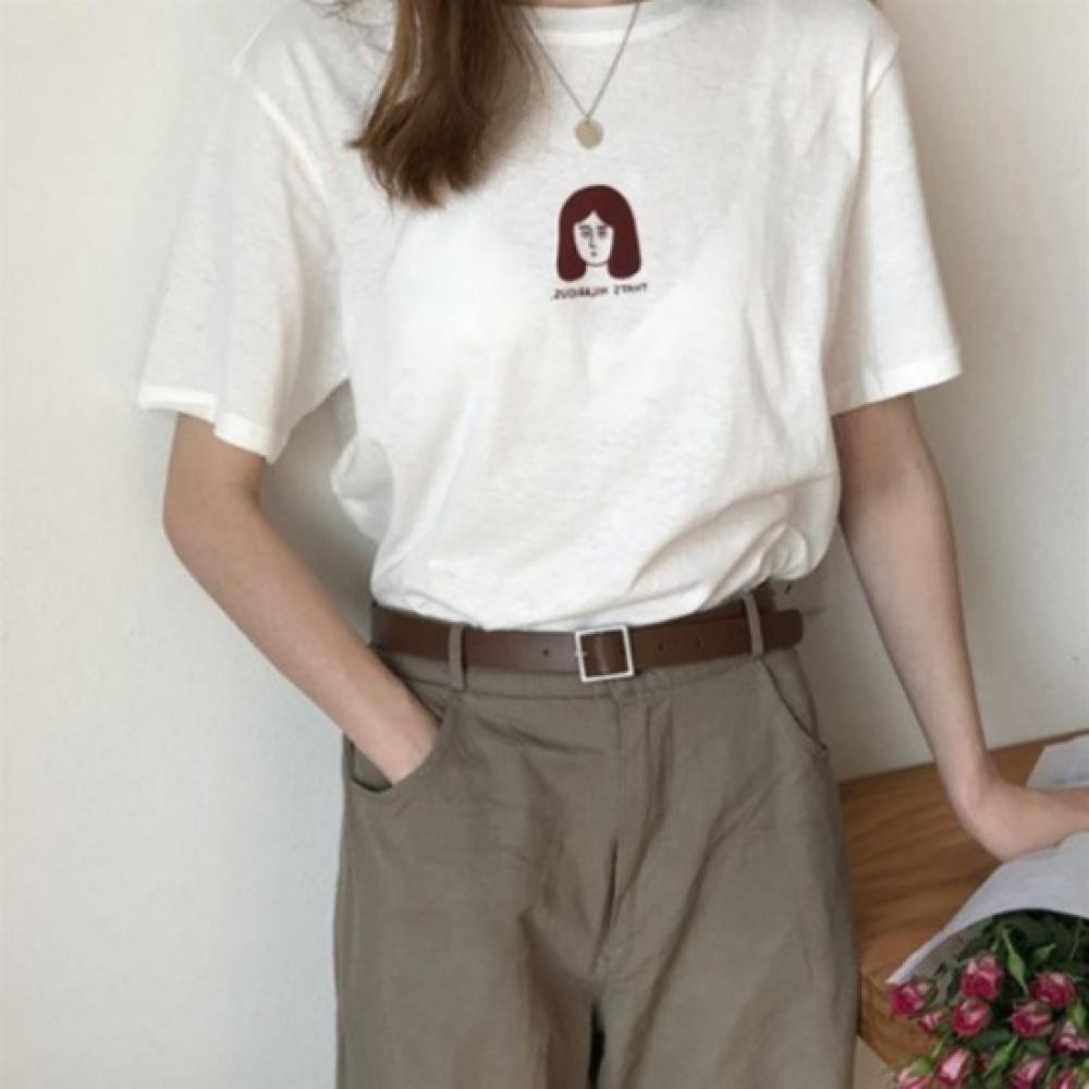New Arrivals Open Run Women CoTTon Blend Box FiT PrinT Round Neck ShorT Sleeve T