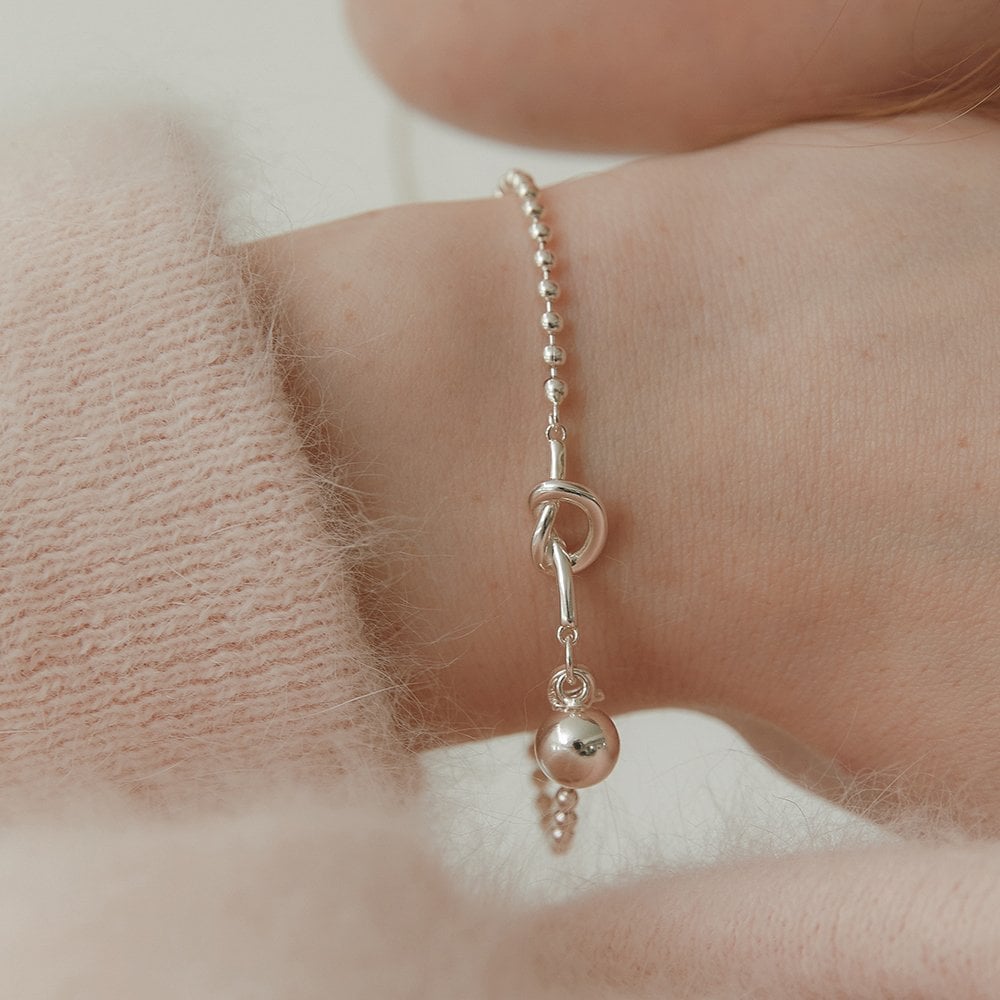 (Silver 925) Knotted Ball Chain Bracelet Br1793