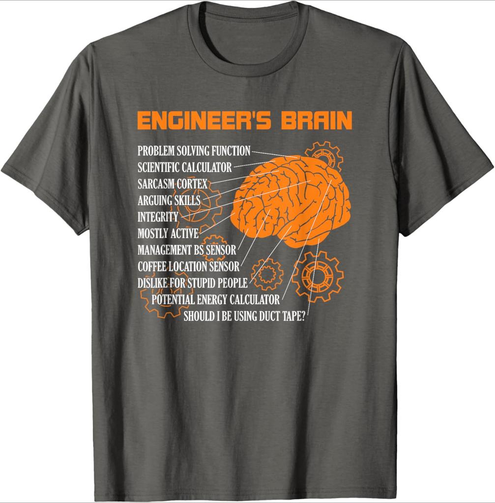 Engineers Brain Funny Engineering Games Process Engineer design100 cotton Oneck short sleeve printed mens Tshirt