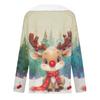 Women's Christmas Printed Long Sleeved Party Plush Neck V-neck Top