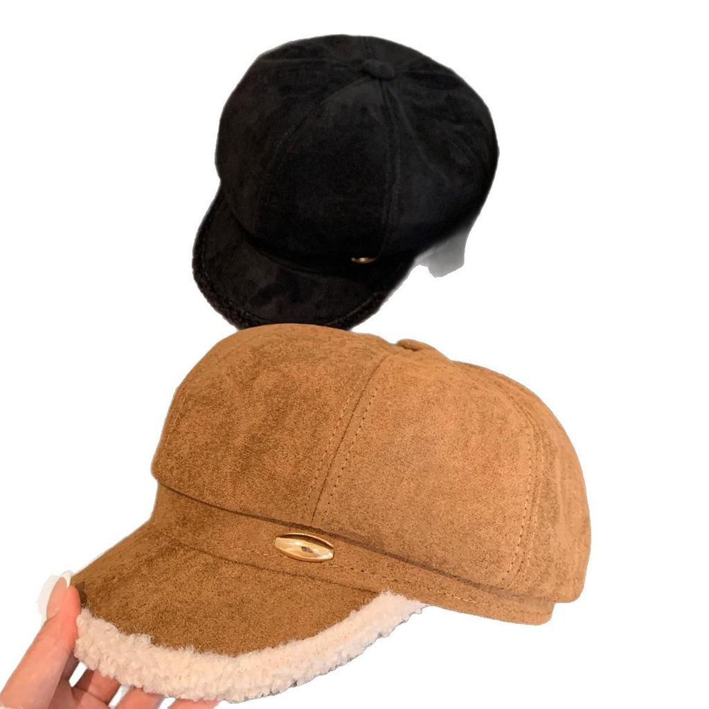Melard Women's Brown Suede British Beret - Winter Retro Newsboy Cap, Face-Slimming & Stylish