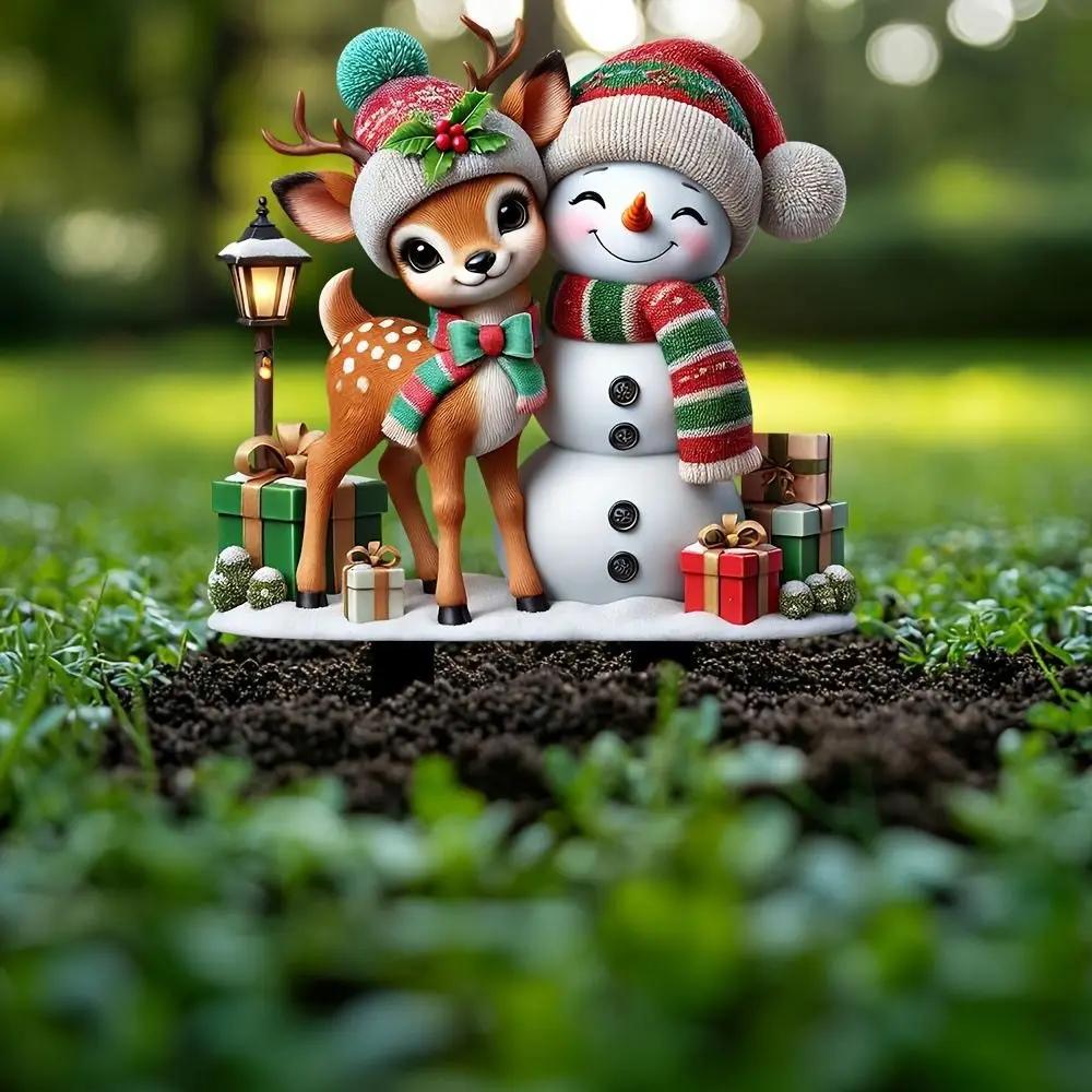 Снеговик акриловые дворовые колышки знаки — фото 4