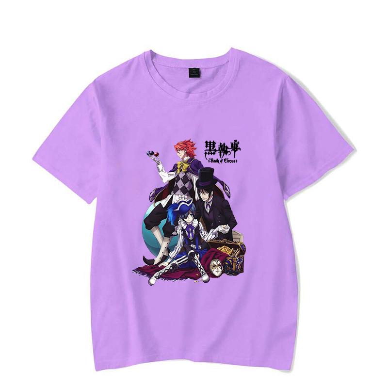 Hot Anime Black Butler Sebastian Michaelis Ciel Phantomhive Printed T-shirts Men Women Summer Casual Short Sleeved T-shirts