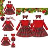 Toddler Xmas Plaid Printed Long Sleeve Christmas Dress