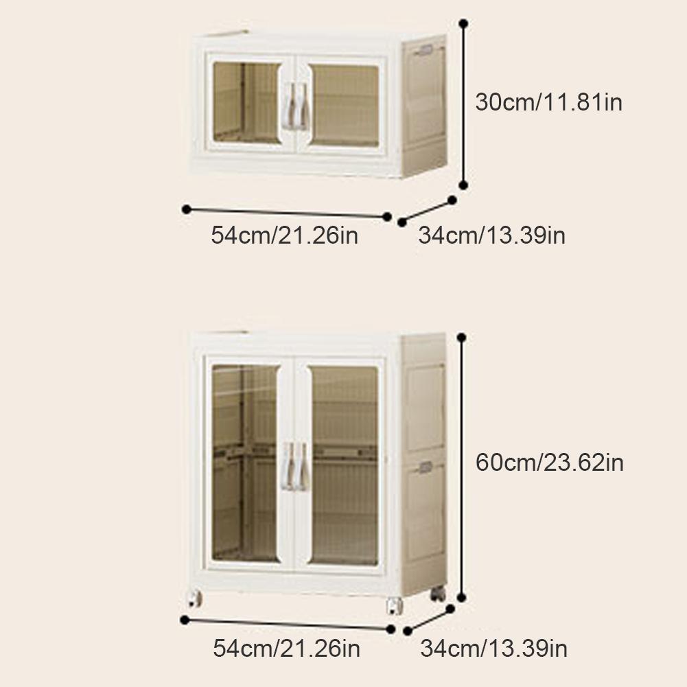 Přenosná skříň Skládací šatník s tyčí na zavěšení Úložný organizér s průhlednými dvířky Plastová skříň do obývacího pokoje ložnice
