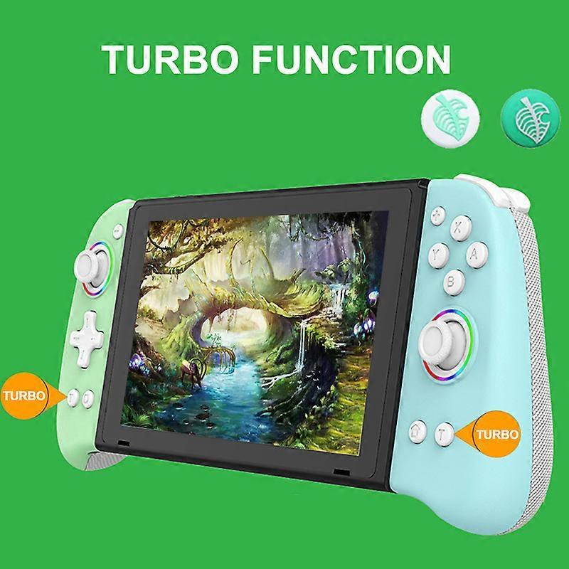 Wireless Joypad Controller L/R For Nintendo Switch / OLED Lite Automatic Wake-up Gamepad Joysticks Con Crossing Six-axis(Green)