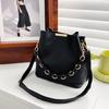 Tote Bag Solid Color Bucket Bags Crossbody Bag Versatile Fashion Leather Handbag