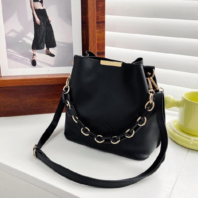 Tote Bag Solid Color Bucket Bags Crossbody Bag Versatile Fashion Leather Handbag