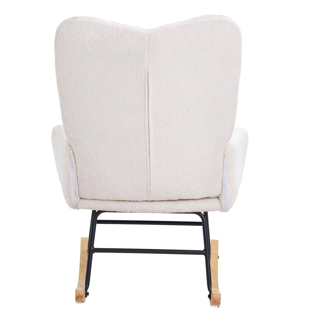 Nursery Rocking Chair, 250 lbs Weight Capacity Teddy Fabric Upholstered Glider Rocker Chair with Soft Seat and High Backrest, Nursing Chair for