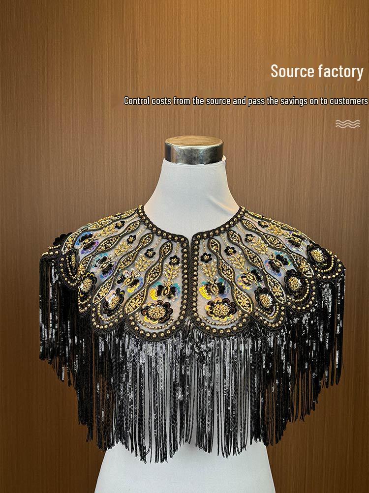 Sequined Tassel Shawl & Cloak: European & American Party Qipao Accessory