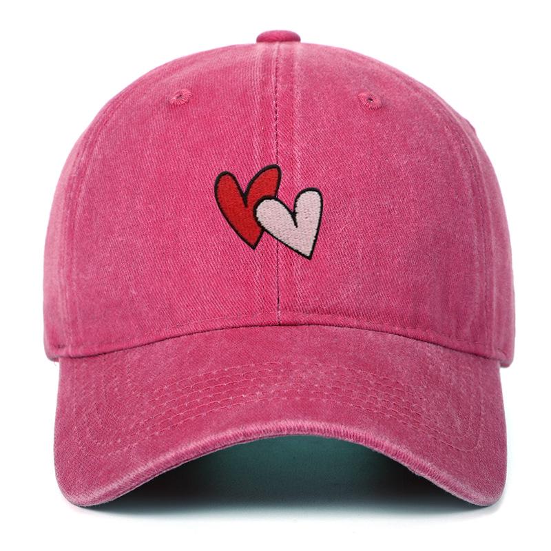 Versatile Vintage Peach Heart Embroidery Baseball Cap - Korean Style, Thin, Soft Brim, Spring/Summer, Unisex