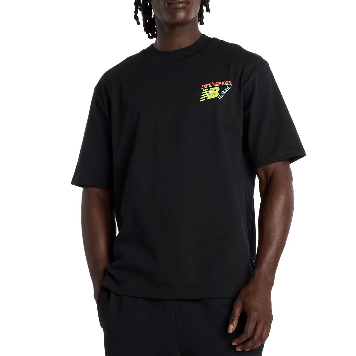 New Balance T Shirts Men s Black Crew Neck Moderate MT61V4ZGBK S