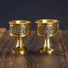 Carving Brass Offering Cups Pure Copper High Legs Wine Cup Creative Copper God's Cup  Dining Room