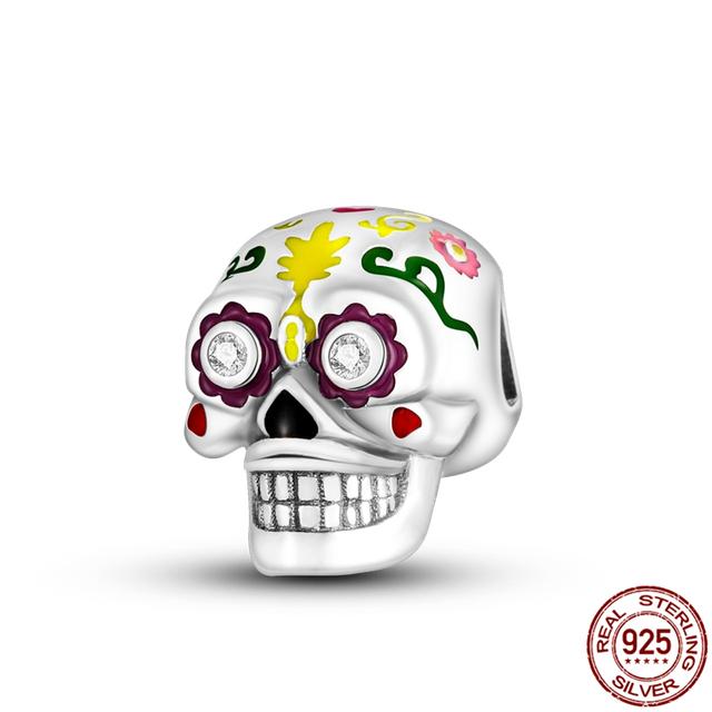 925 Sterling Silver Halloween Cartoon Pumpkin Ghost Cute Cat Beads Fit Original Fashion Bracelet Charm Women Diy Jewelry Gift