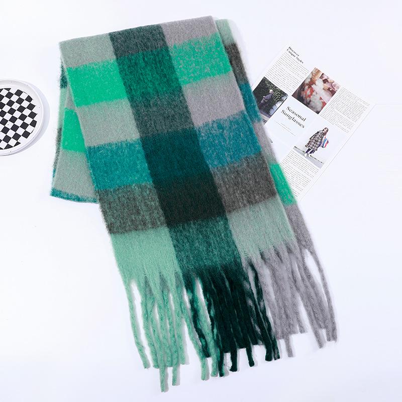 Men's and Women's Thick Woolen Scarf: Solid Color Knitted, Warm, Tassel-Edged, Imitation Cashmere for Winter