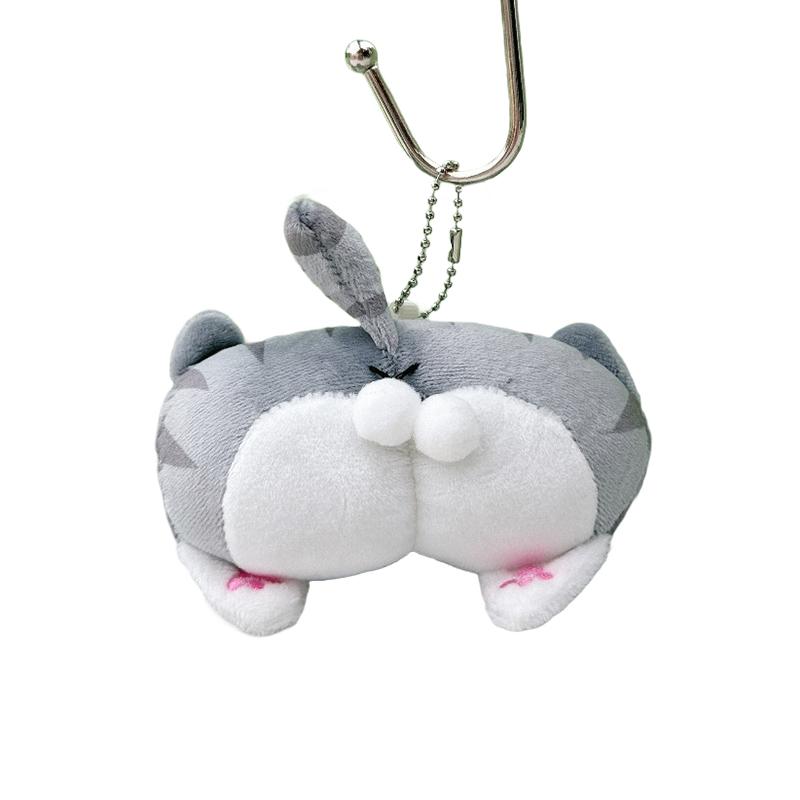 Kawaii Cat Dog Buttocks Plush Keychain Cute Soft Animal Backpack Pendant Lovely Soft Fidget Toy Reduce Stress Doll Birthday Gift