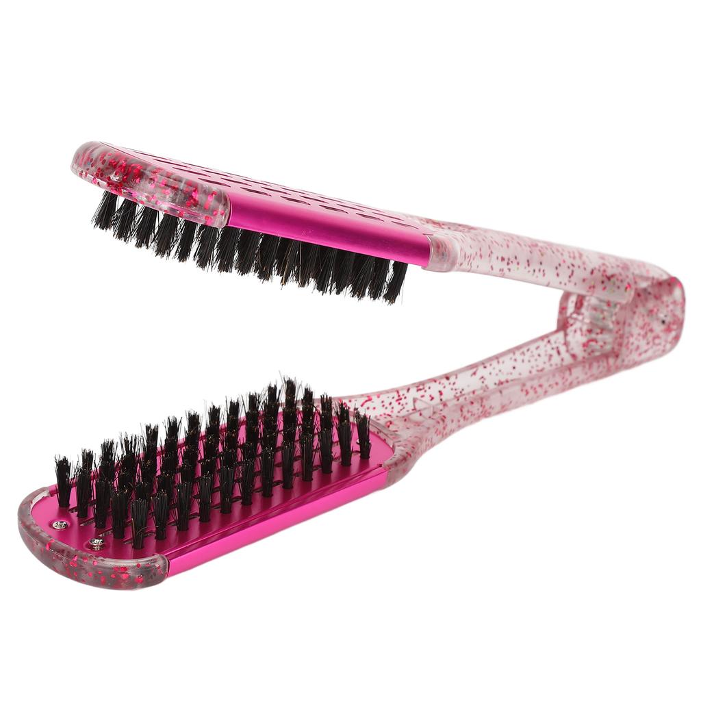 Hair Straightening Splint Comb Soft Hair Double Sided Hair Straightener Clamp Brush Styling Tool Rose Red