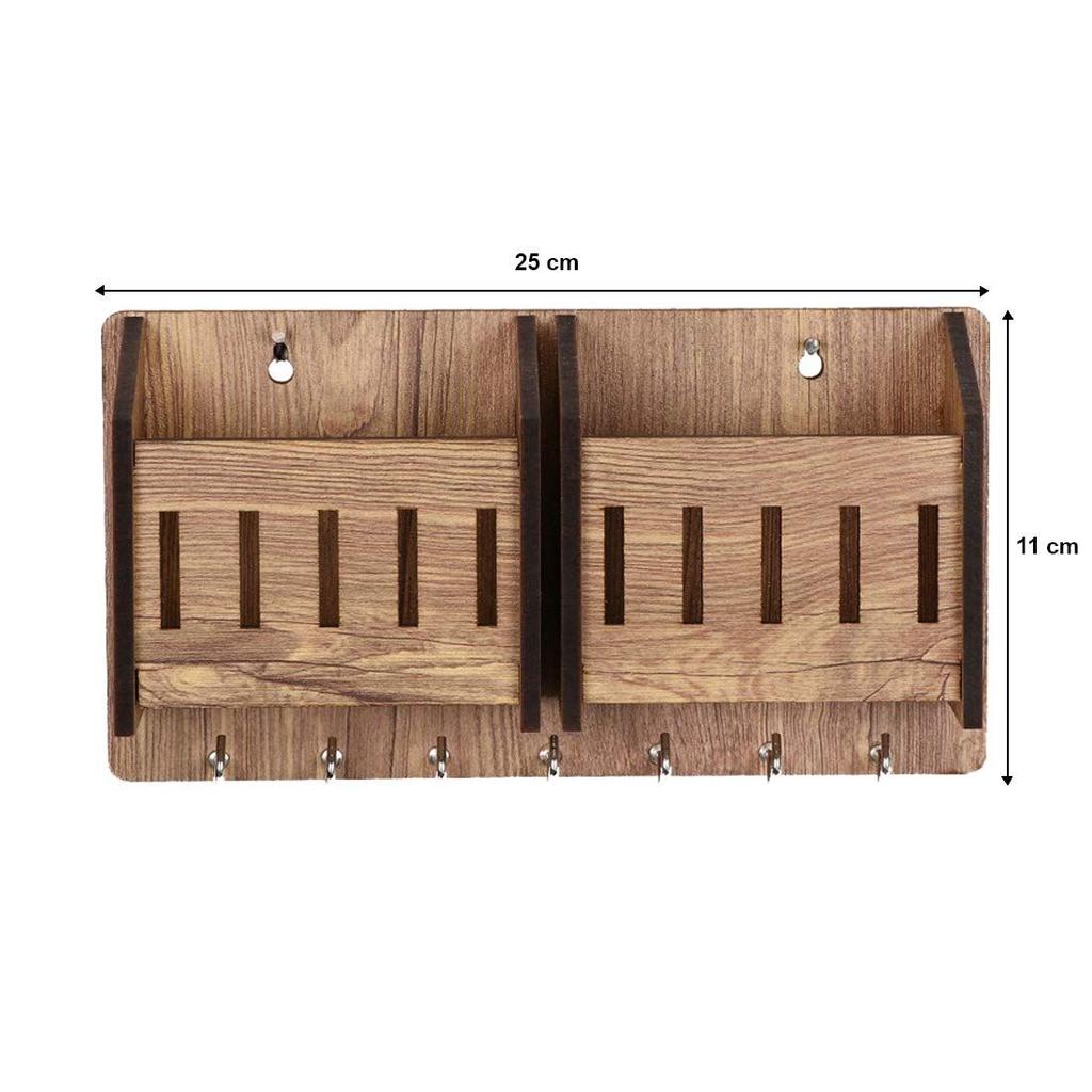Key Holder for Home | Wooden Key Holder for Wall | Key Stand | Key Hanger | Key Chain Holders for Wall (7 Hooks, MDF Beige)