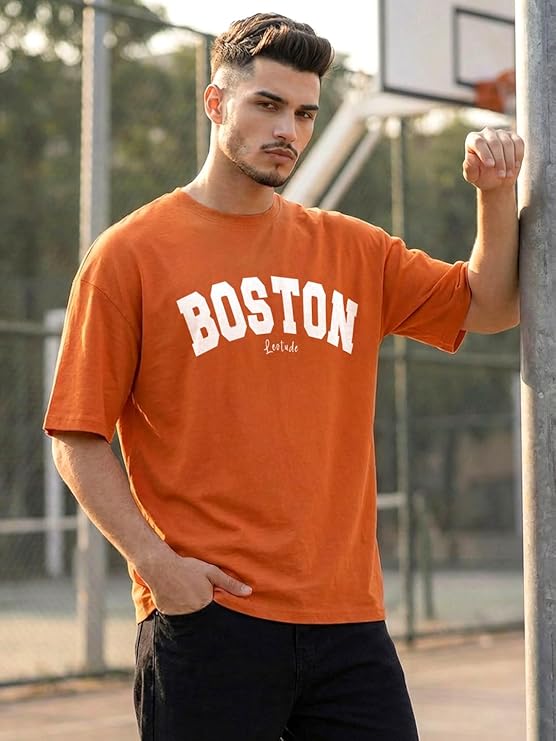 Men's Half Sleeve Round Neck Cottonblend Graphic Print Oversized Tshirt for Man
