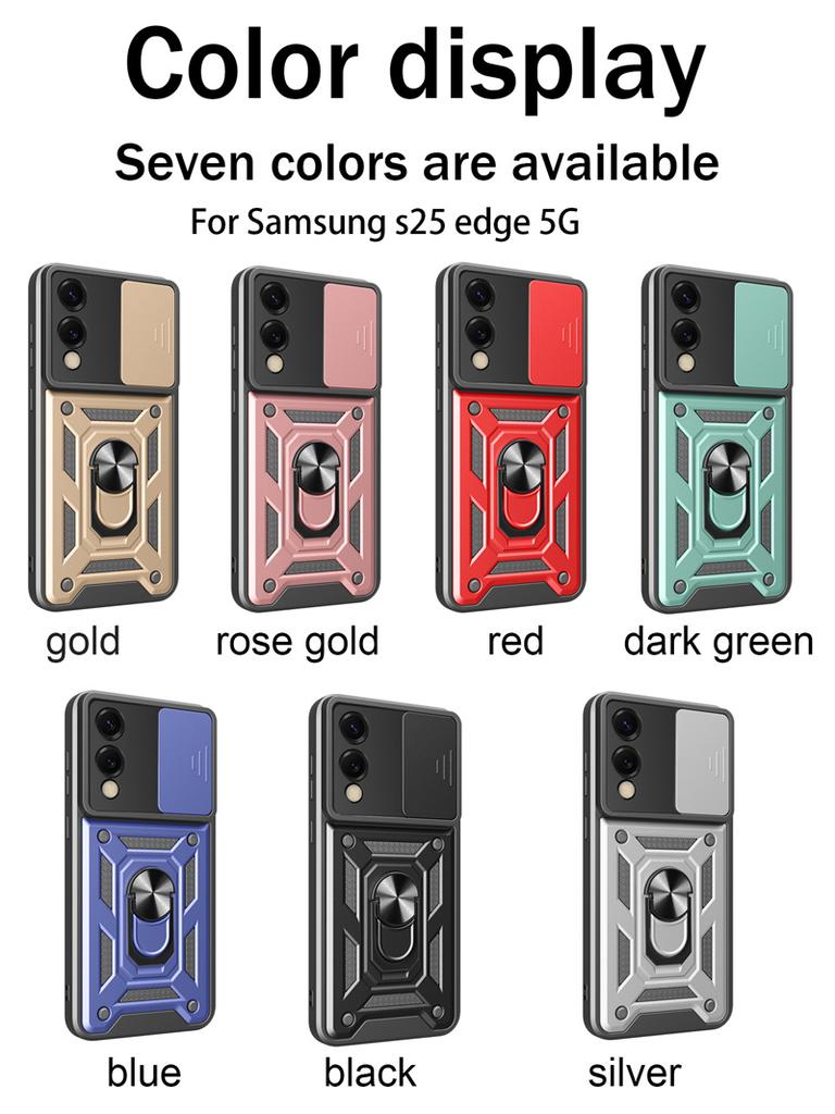 For Samusng S25 Edge 5G Camera Lens Protective Armor Shockproof Magnetic Holder Ring Back Cover For Galaxy S25 Slim Cases