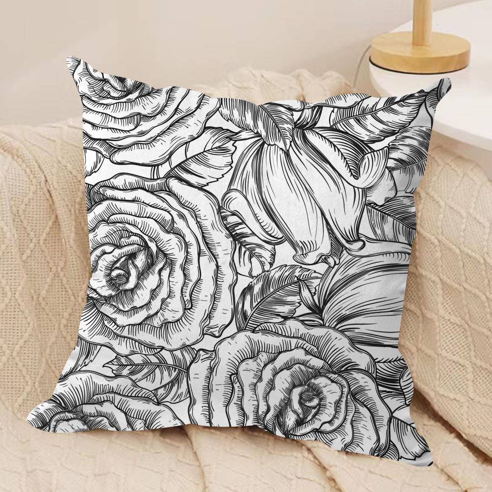 Vintage Rose Cushion Cover Soft Plush Fabric DoubleSided Printed Cushion Covers for All Seasons Modern HomeDecor Gift
