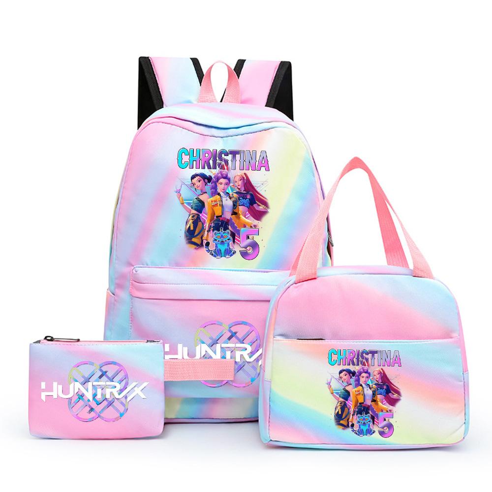 3Pcs/set Anime Printed Backpack with Shoulder Bag Pengcil Case for Teenager Large Capacity Waterproof Bookbag Back To School Gift
