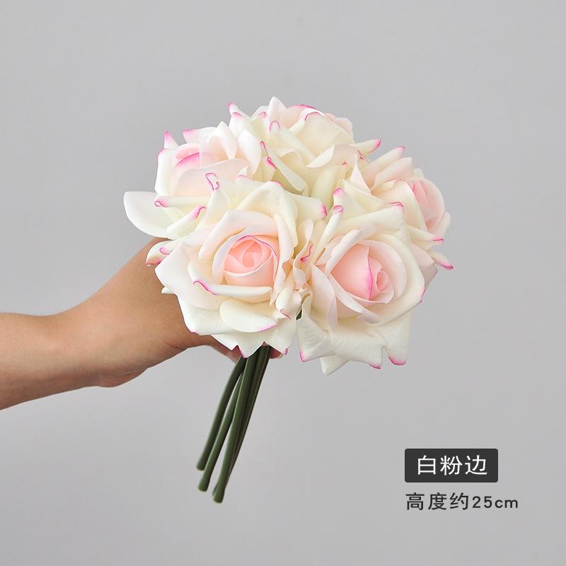 

Artificial Roses Single Stem 5pcs Fake Silk Flower Arrangement Bouquet Real Touch for Home Party Wedding Decoration(Light Pink)
