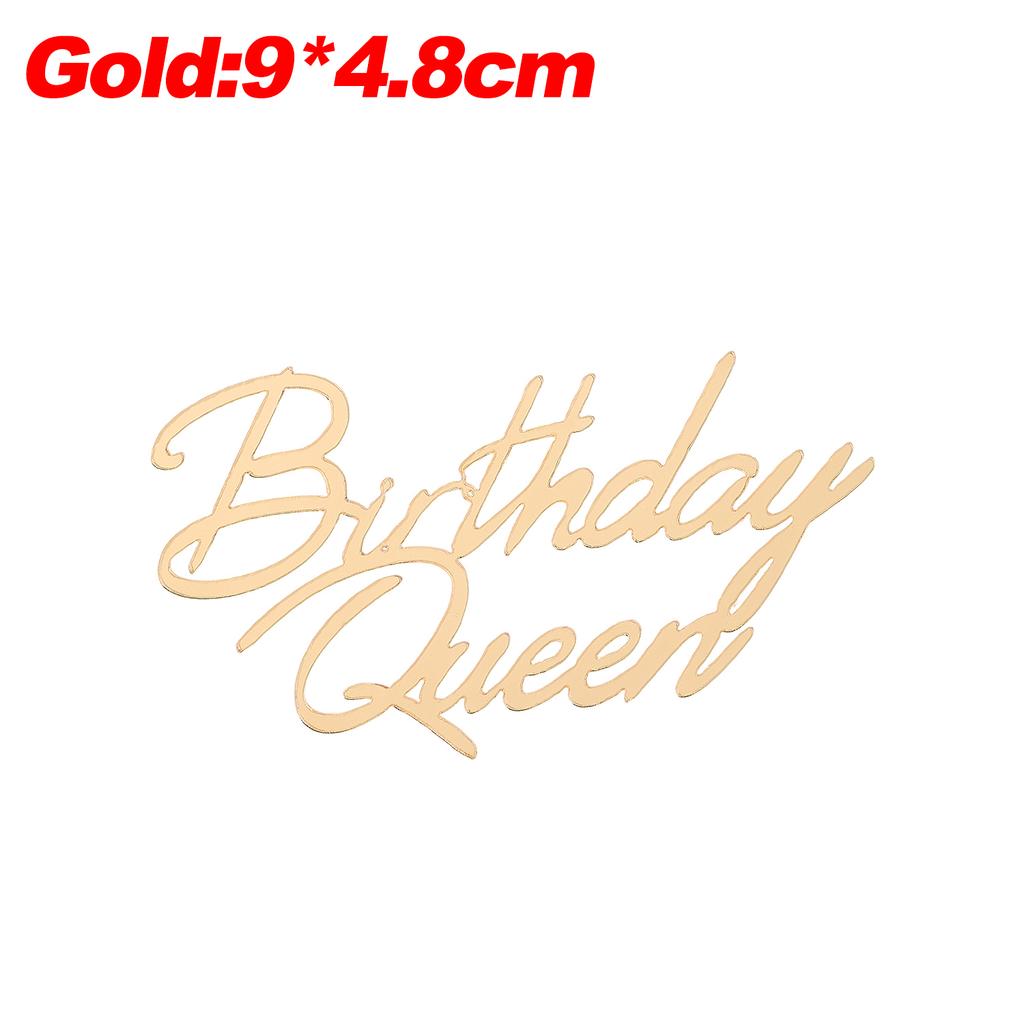 Gold Silber Acryl Kuchenaufsätze Dekorationen Happy Birthday Königin Prinzessin für Mädchen Geburtstagsparty Dessert Buchstaben Dekoration