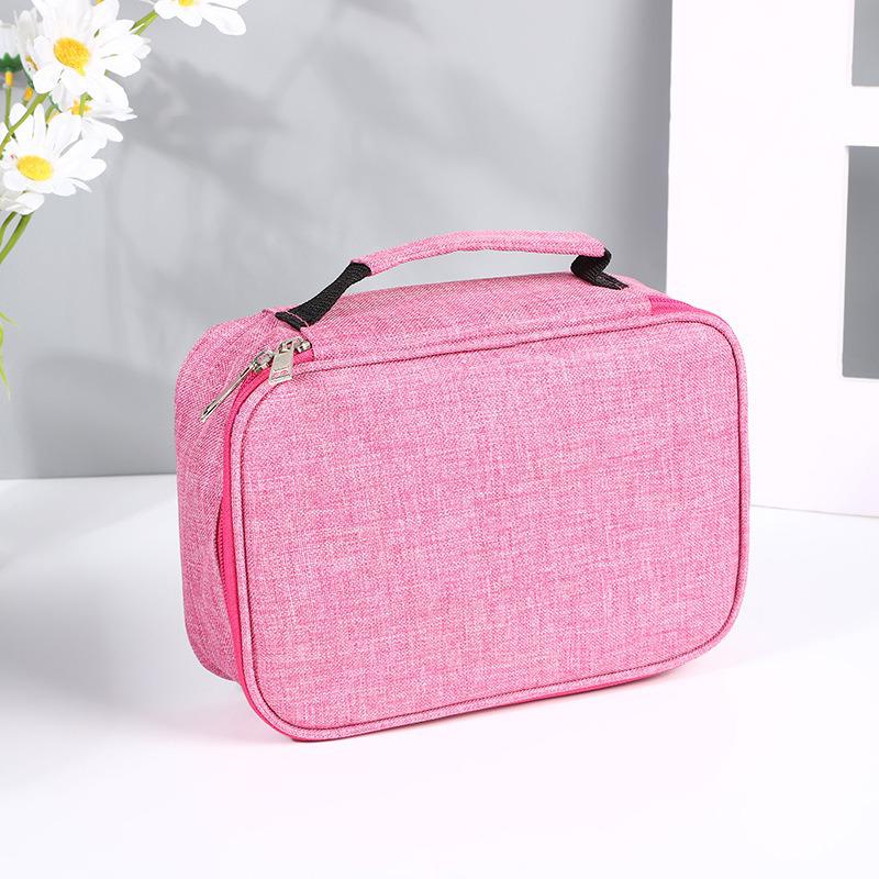 Macaron Colorblock Large Capacity Art Student Pencil Case - Double Layer Oxford Cloth Paintbrush Storage Bag