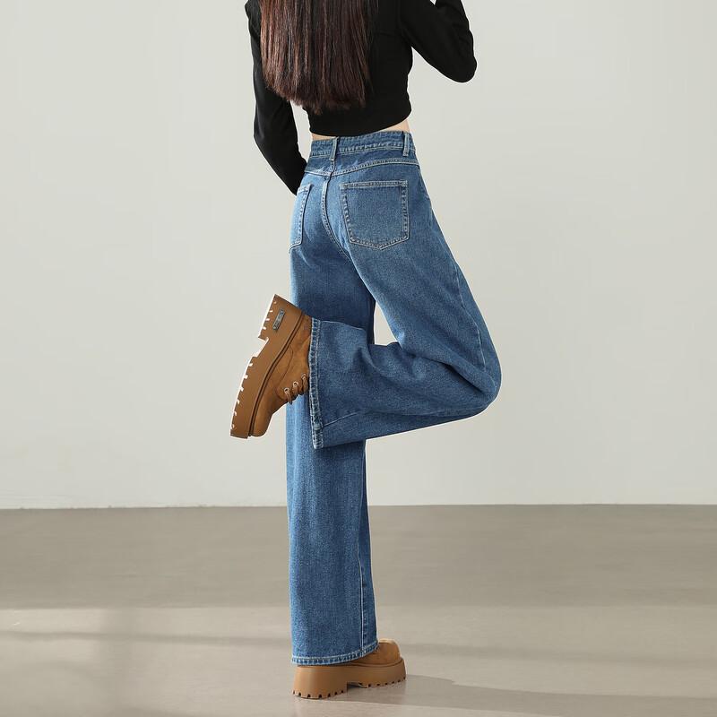TonLion Women's 2025 Fall/Winter Wide-Leg Split Denim Jeans